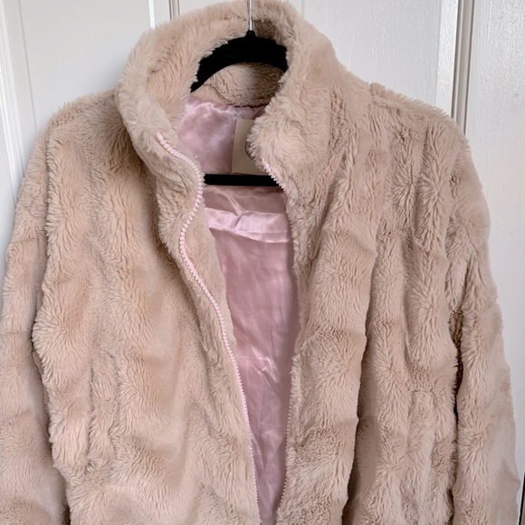 Faux fur beige/light pink Teddy jacket - Picture 8 of 9
